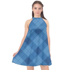 Zigzag  Pattern Halter Neckline Chiffon Dress  by Valentinaart