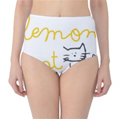 Lemon Animals Cat Orange High-waist Bikini Bottoms by Mariart