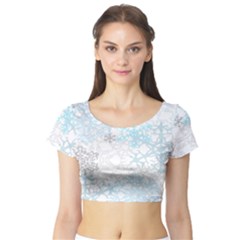 Sign Flower Floral Transparent Short Sleeve Crop Top (tight Fit) by Mariart