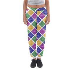 African Illutrations Plaid Color Rainbow Blue Green Yellow Purple White Line Chevron Wave Polkadot Women s Jogger Sweatpants by Mariart