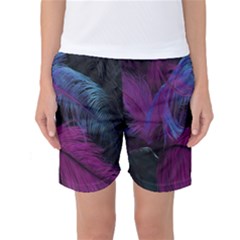 Feathers Quill Pink Black Blue Women s Basketball Shorts by Mariart