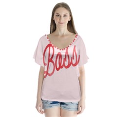 Girl Boss Pink Red Blue Sexy Flutter Sleeve Top by Mariart