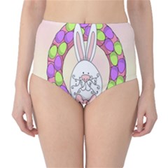 Make An Easter Egg Wreath Rabbit Face Cute Pink White High-waist Bikini Bottoms by Mariart