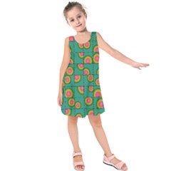Tiled Circular Gradients Kids  Sleeveless Dress by linceazul