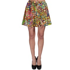 Multicolored Retro Spots Polka Dots Pattern Skater Skirt by EDDArt