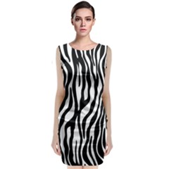 Zebra Stripes Pattern Traditional Colors Black White Classic Sleeveless Midi Dress by EDDArt