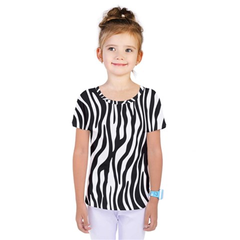 Zebra Stripes Pattern Traditional Colors Black White Kids  One Piece Tee by EDDArt