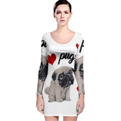 Love Pugs Long Sleeve Velvet Bodycon Dress by Valentinaart