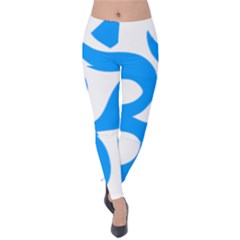 Hindu Om Symbol (ocean Blue) Velvet Leggings by abbeyz71