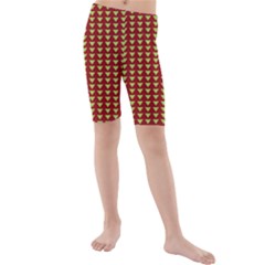 Hawthorn Sharkstooth Triangle Green Red Full Kids  Mid Length Swim Shorts by Mariart