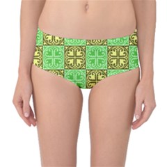 Clipart Aztec Green Yellow Mid-waist Bikini Bottoms by Mariart