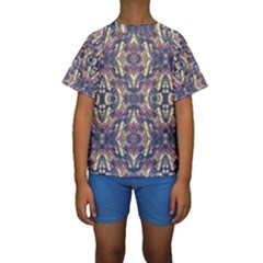 Multicolored Modern Geometric Pattern Kids  Short Sleeve Swimwear by dflcprintsclothing