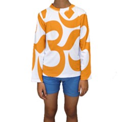 Hindu Om Symbol (orange) Kids  Long Sleeve Swimwear by abbeyz71