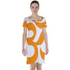 Hindu Om Symbol (orange) Short Sleeve Nightdress by abbeyz71