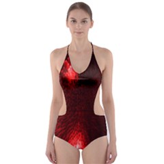 Box Lights Red Plaid Cut-out One Piece Swimsuit