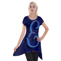 Marquis Love Dope Lettering Blue Red Alphabet E Short Sleeve Side Drop Tunic by Mariart