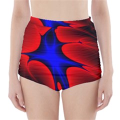 Space Red Blue Black Line Light High-waisted Bikini Bottoms by Mariart