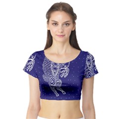 Aries Zodiac Star Short Sleeve Crop Top (tight Fit) by Mariart