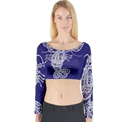 Cancer Zodiac Star Long Sleeve Crop Top by Mariart