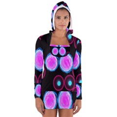 Cell Egg Circle Round Polka Red Purple Blue Light Black Women s Long Sleeve Hooded T-shirt by Mariart