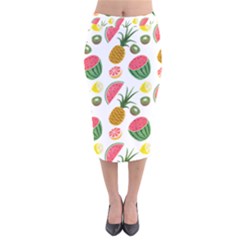 Fruits Pattern Velvet Midi Pencil Skirt by Nexatart