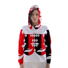 Face Mask Red Black Plaid Triangle Wave Chevron Hooded Wind Breaker (women) by Mariart