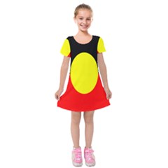 Flag Of Australian Aborigines Kids  Short Sleeve Velvet Dress by Nexatart