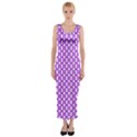 River Hyacinth Polka Circle Round Purple White Fitted Maxi Dress View1