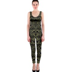 Golden Geo Tribal Pattern Onepiece Catsuit by dflcprintsclothing