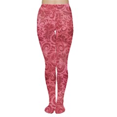 Red Romantic Flower Pattern Tights by Ivana