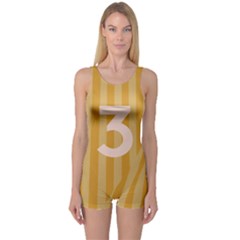 Number 3 Line Vertical Yellow Pink Orange Wave Chevron One Piece Boyleg Swimsuit by Mariart