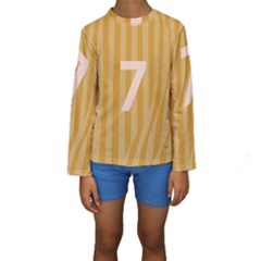 Number 7 Line Vertical Yellow Pink Orange Wave Chevron Kids  Long Sleeve Swimwear by Mariart