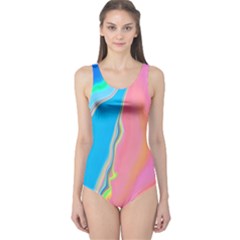 Aurora Color Rainbow Space Blue Sky Purple Yellow Green Pink One Piece Swimsuit by Mariart