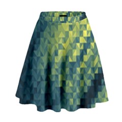 Polygon Dark Triangle Green Blacj Yellow High Waist Skirt