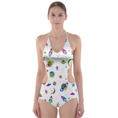 Space Pattern Cut-out One Piece Swimsuit by ValentinaDesign
