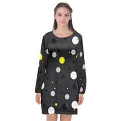 Decorative Dots Pattern Long Sleeve Chiffon Shift Dress  by ValentinaDesign