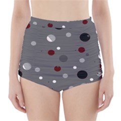 Decorative Dots Pattern High-waisted Bikini Bottoms by ValentinaDesign