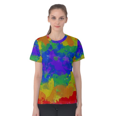 Colorful Paint Texture           Women s Cotton Tee by LalyLauraFLM