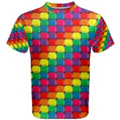 Colorful 3d Rectangles           Men s Cotton Tee by LalyLauraFLM