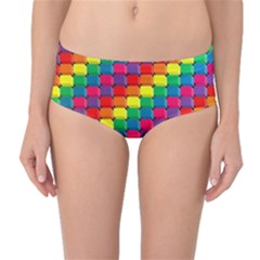 Colorful 3d Rectangles           Mid-waist Bikini Bottoms by LalyLauraFLM
