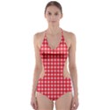 Pattern Diamonds Box Red Cut-Out One Piece Swimsuit View1