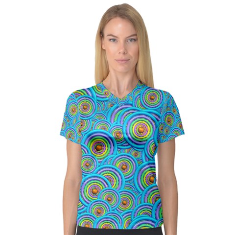 Digital Art Circle About Colorful Women s V-neck Sport Mesh Tee by Nexatart