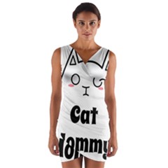 Love My Cat Mommy Wrap Front Bodycon Dress by Catifornia