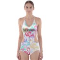 Flamingo pattern Cut-Out One Piece Swimsuit View1
