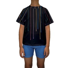 Falling Light Lines Perfection Graphic Colorful Kids  Short Sleeve Swimwear by Mariart