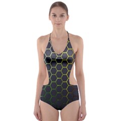 Hexagons Honeycomb Cut-out One Piece Swimsuit by Mariart