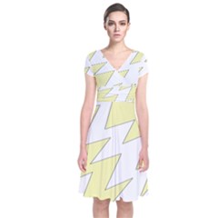 Lightning Yellow Short Sleeve Front Wrap Dress by Mariart
