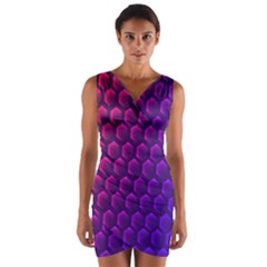Hexagon Widescreen Purple Pink Wrap Front Bodycon Dress by Mariart