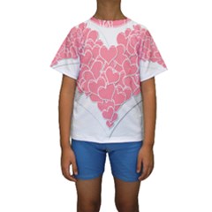 Heart Stripes Symbol Striped Kids  Short Sleeve Swimwear by Nexatart