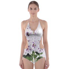 Flower Plant Blossom Bloom Vintage Cut-out One Piece Swimsuit by Nexatart